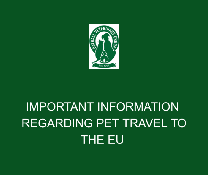 Important Information Regarding Pet Travel to the EU